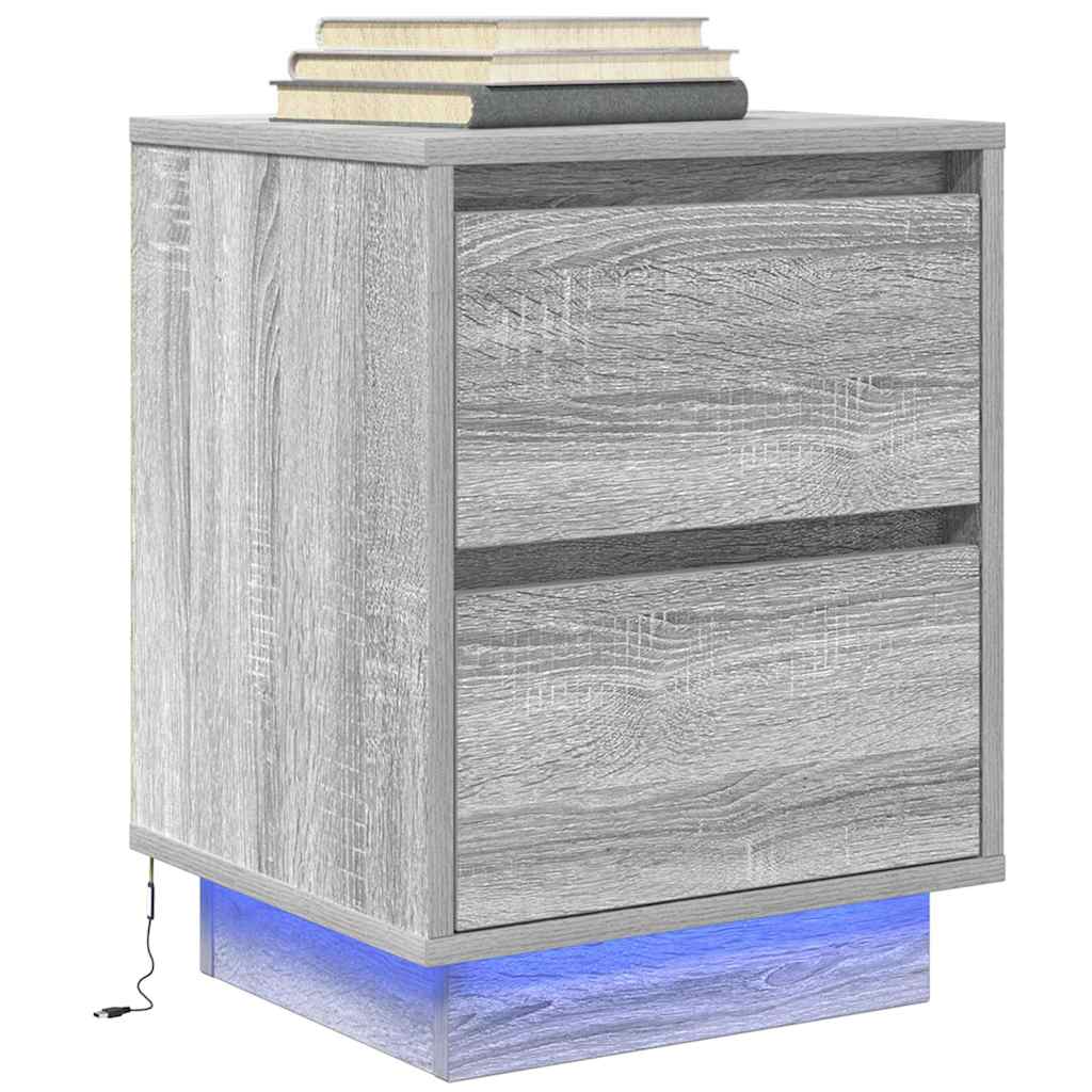Nachttisch Grau Sonoma mit LED