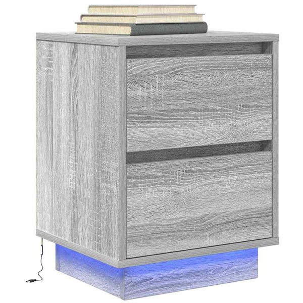 Nachttisch Grau Sonoma mit LED