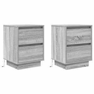 Nachttische mit LED Grau Sonoma 2er Set