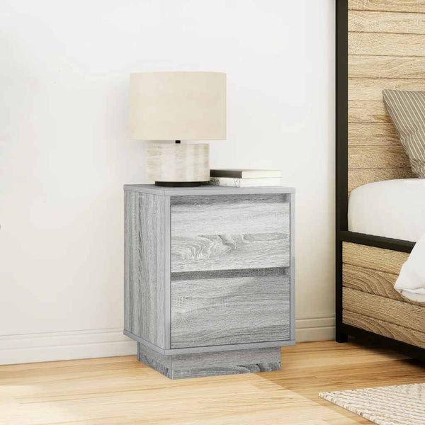 Nachttische mit LED Grau Sonoma 2er Set
