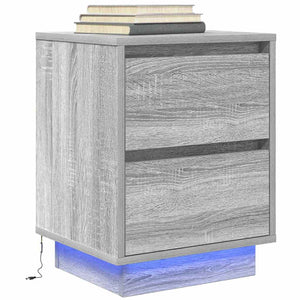 Nachttische mit LED Grau Sonoma 2er Set