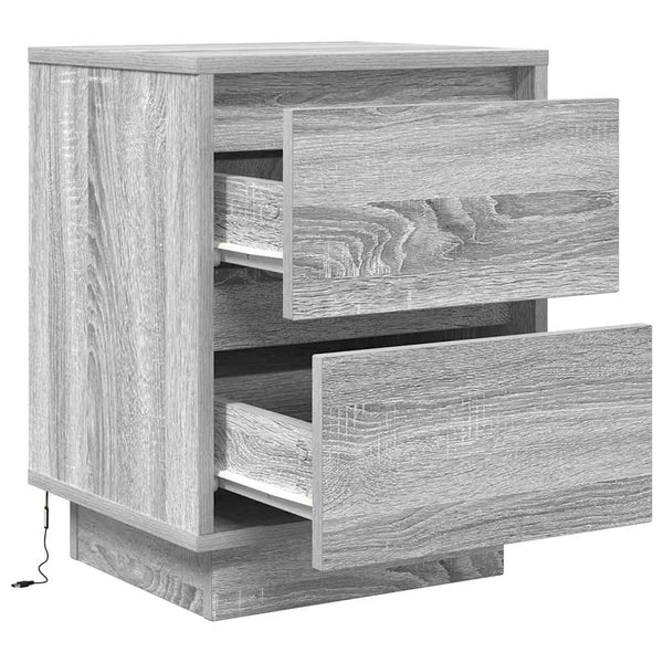 Nachttische mit LED Grau Sonoma 2er Set