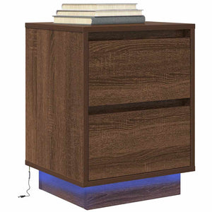 Nachttische mit LED Braun Eichen-Optik 2er Set