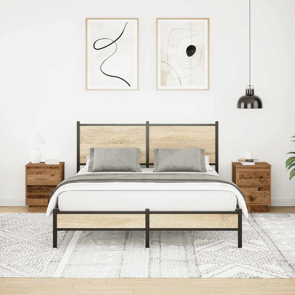 Nachttische mit LED-Leuchten, 2er-Set