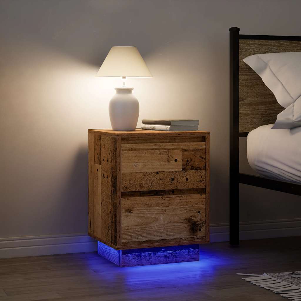Nachttische mit LED-Leuchten, 2er-Set