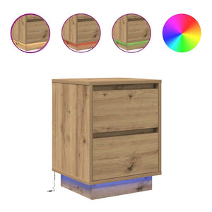Nachttische mit LED Artisan-Eiche, 2er-Set