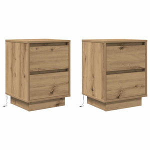 Nachttische mit LED Artisan-Eiche, 2er-Set