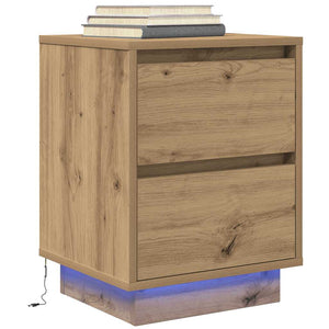 Nachttische mit LED Artisan-Eiche, 2er-Set