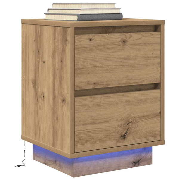 Nachttische mit LED Artisan-Eiche, 2er-Set