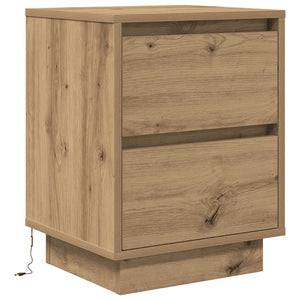 Nachttische mit LED Artisan-Eiche, 2er-Set