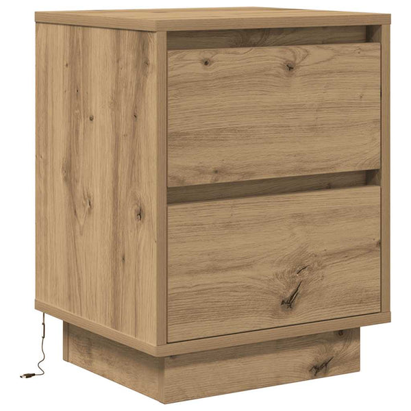 Nachttische mit LED Artisan-Eiche, 2er-Set