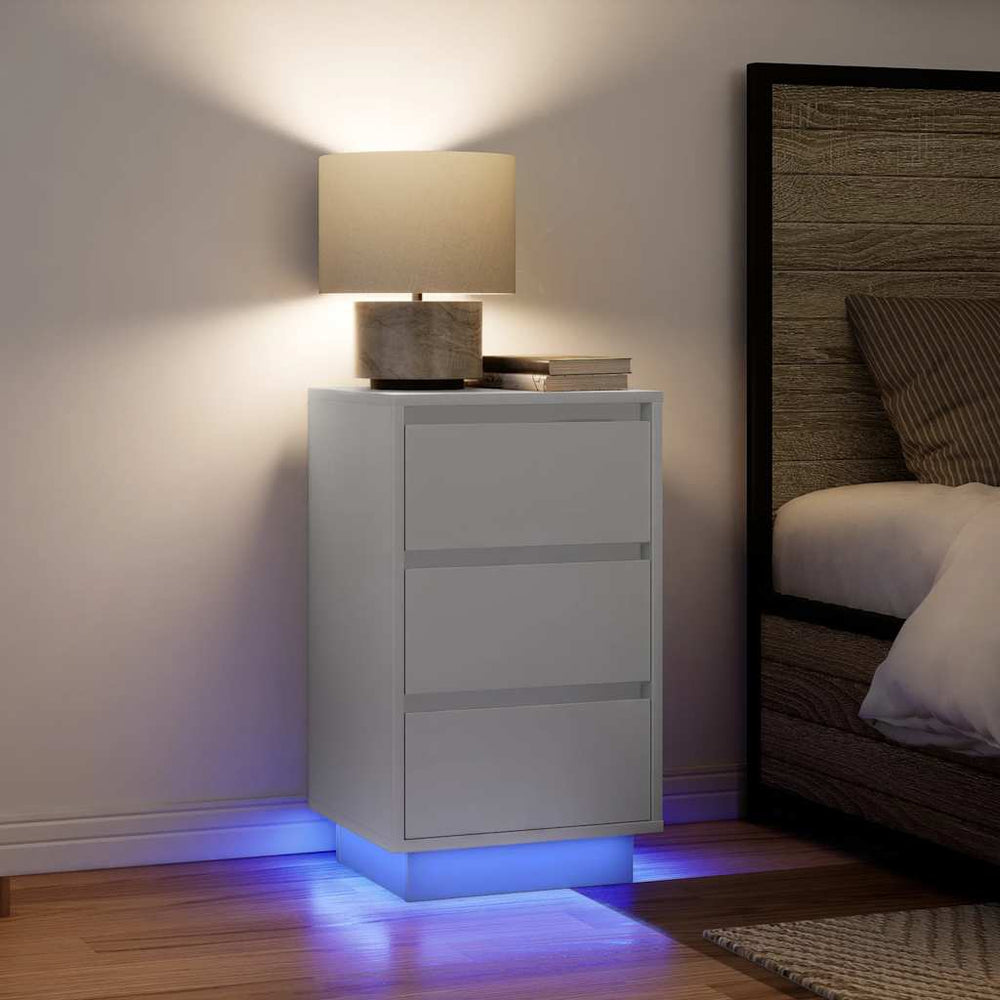 Nachttisch mit LED Weiß 38x34x65 cm