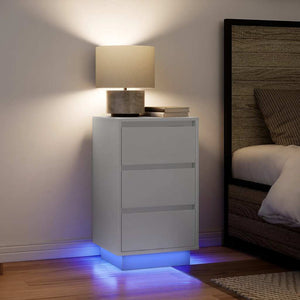 Nachttisch mit LED Weiß 38x34x65 cm
