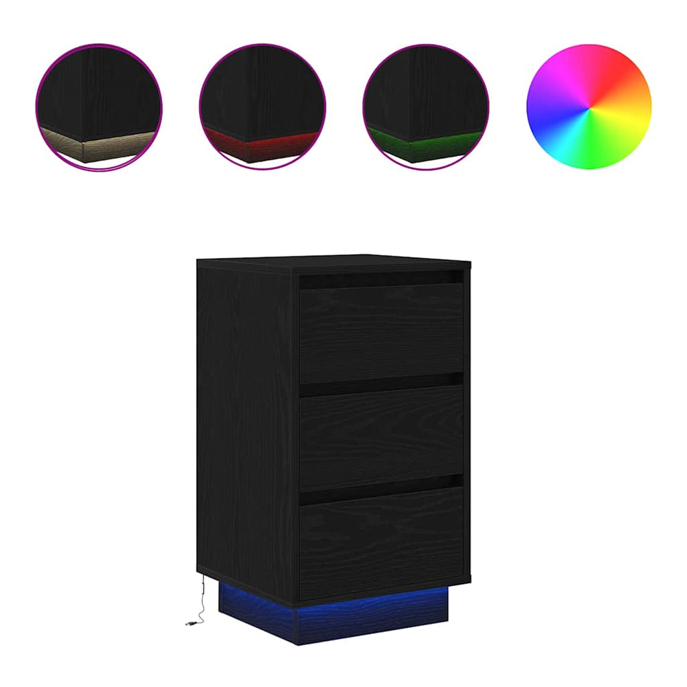 Nachttisch mit LED Schwarz 38x34x65 cm