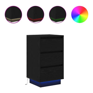 Nachttisch mit LED Schwarz 38x34x65 cm