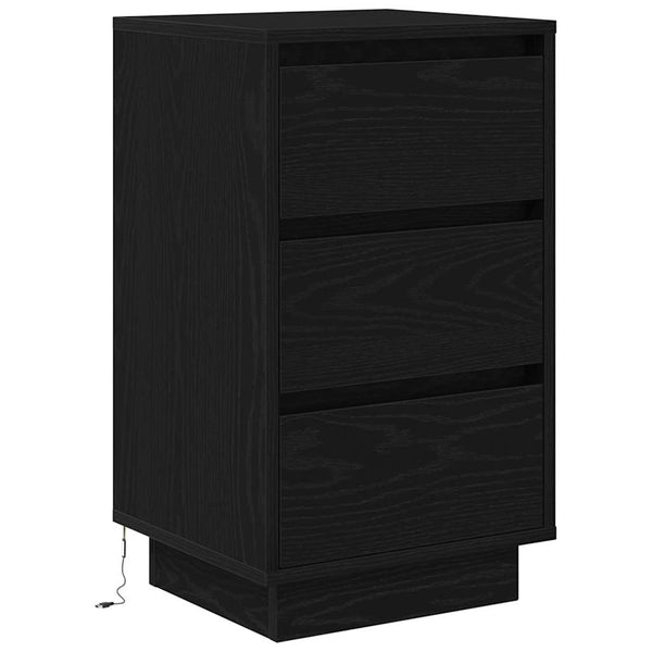 Nachttisch mit LED Schwarz 38x34x65 cm