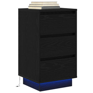 Nachttisch mit LED Schwarz 38x34x65 cm