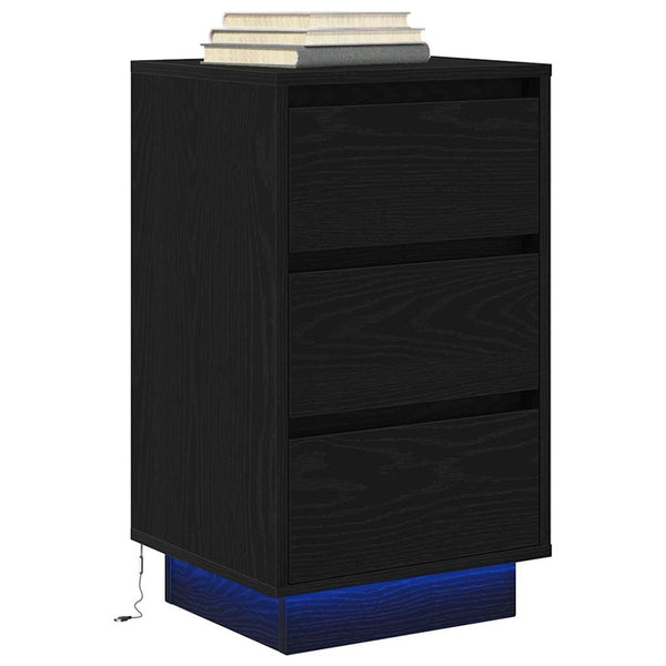 Nachttisch mit LED Schwarz 38x34x65 cm