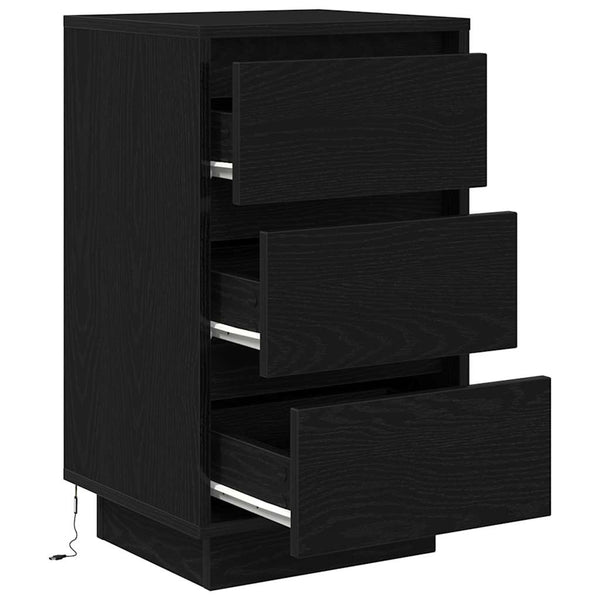 Nachttisch mit LED Schwarz 38x34x65 cm
