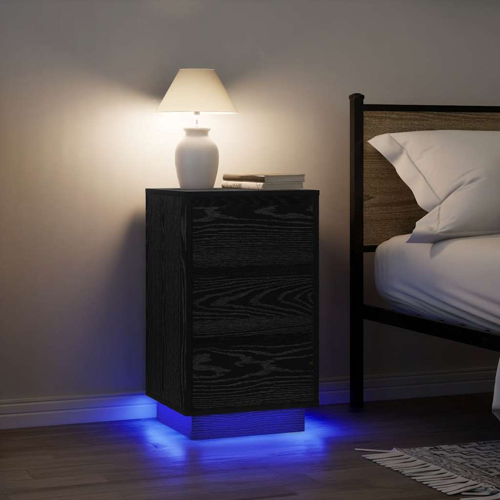 Nachttisch mit LED Schwarz 38x34x65 cm