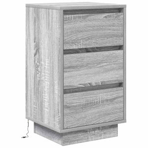 Nachttisch mit LED Grau Sonoma 38x34x65 cm