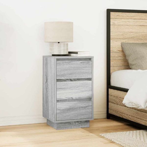 Nachttisch mit LED Grau Sonoma 38x34x65 cm