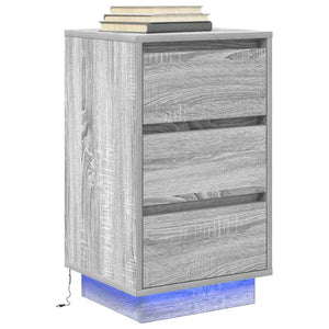 Nachttisch mit LED Grau Sonoma 38x34x65 cm