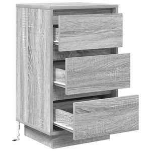 Nachttisch mit LED Grau Sonoma 38x34x65 cm