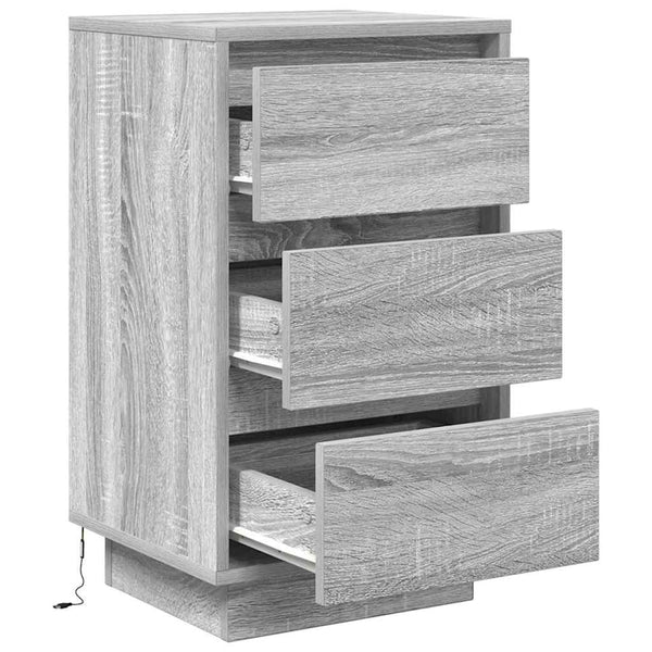 Nachttisch mit LED Grau Sonoma 38x34x65 cm