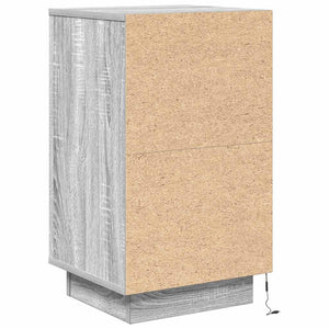 Nachttisch mit LED Grau Sonoma 38x34x65 cm