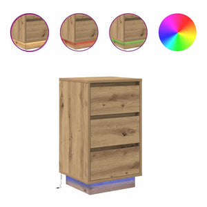 vidaXL Table de chevet avec lumières LED Chêne Artisan 38x34x65 cm