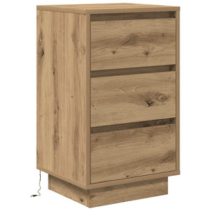 vidaXL Table de chevet avec lumières LED Chêne Artisan 38x34x65 cm
