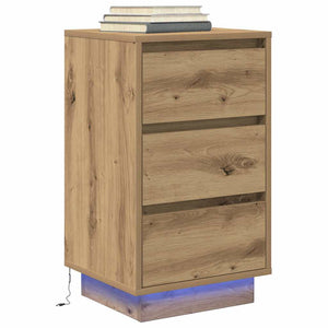vidaXL Table de chevet avec lumières LED Chêne Artisan 38x34x65 cm