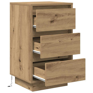 vidaXL Table de chevet avec lumières LED Chêne Artisan 38x34x65 cm