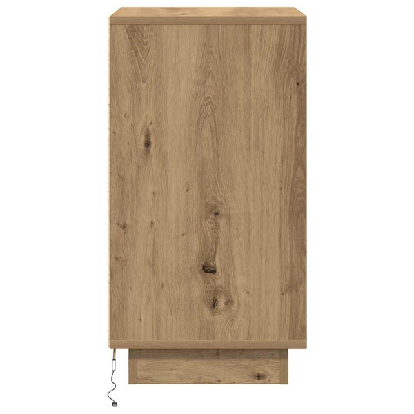 vidaXL Table de chevet avec lumières LED Chêne Artisan 38x34x65 cm