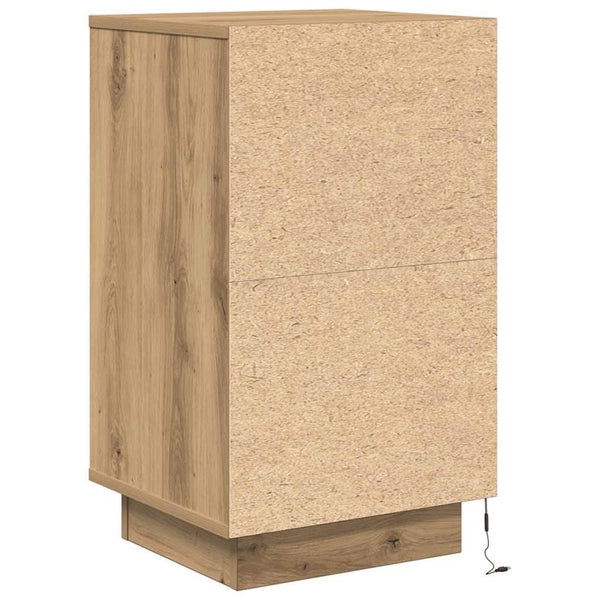 vidaXL Table de chevet avec lumières LED Chêne Artisan 38x34x65 cm