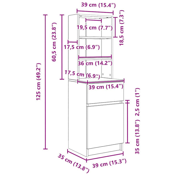 vidaXL Table de chevet chêne fumé 39x35x125 cm Bois d'ingénierie