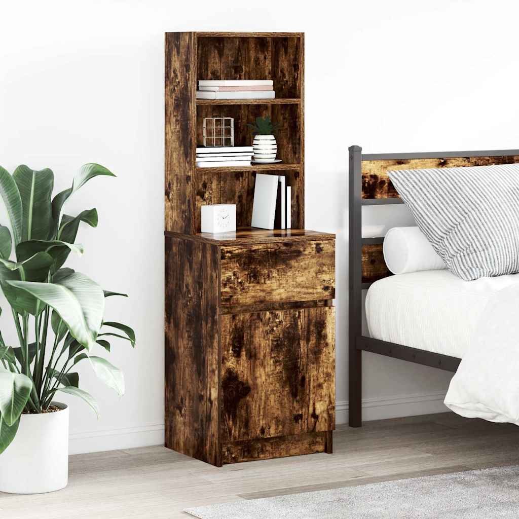 vidaXL Table de chevet chêne fumé 39x35x125 cm Bois d'ingénierie