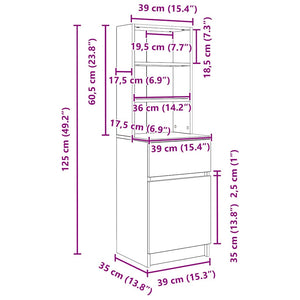 Nachttisch Grau Sonoma 39x35x125 cm