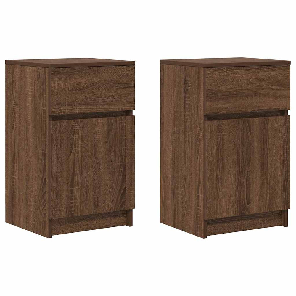 vidaXL Nightstands 2 pcs. Brown Oak Look 39x35x65 cm Engineered Wood