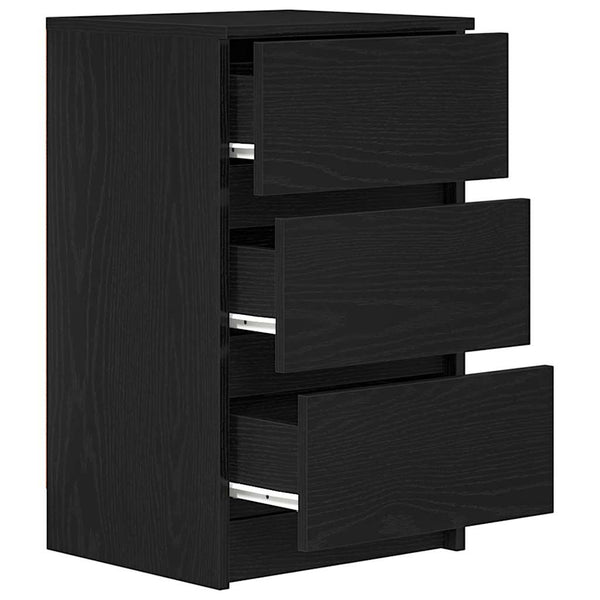 Schwarzer Nachttisch mit 3 Schubladen