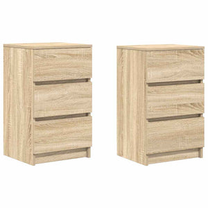 Nachttische Sonoma-Eiche mit 3 Schubladen, 2er-Set