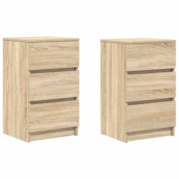 Nachttische Sonoma-Eiche mit 3 Schubladen, 2er-Set