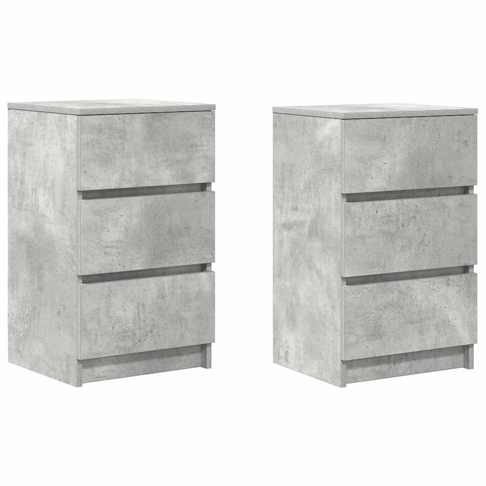 vidaXL Nightstands with 3 Drawers 2 pcs. Concrete Gray 39x35x65 cm