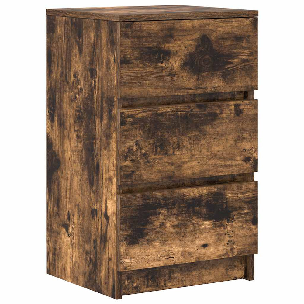 vidaXL Nightstand with 3 Drawers Smoked Oak 39x35x65 cm