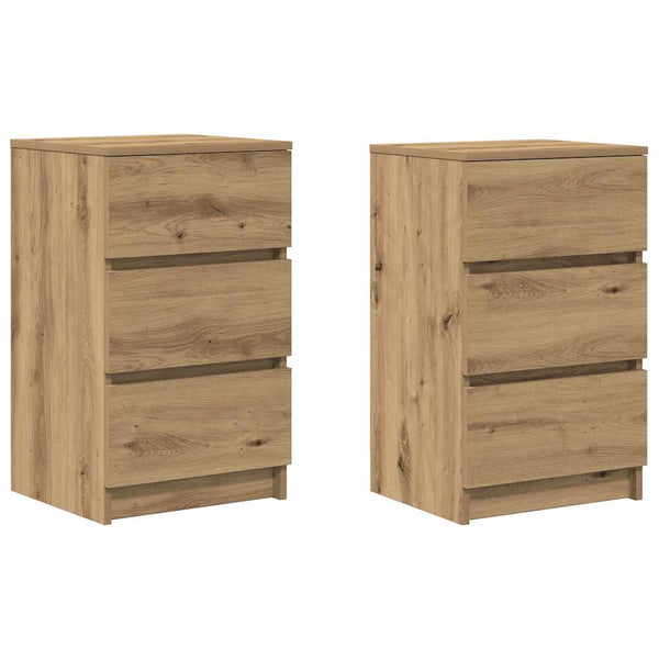 Nachttische mit 3 Schubladen, 2er-Set, Eiche