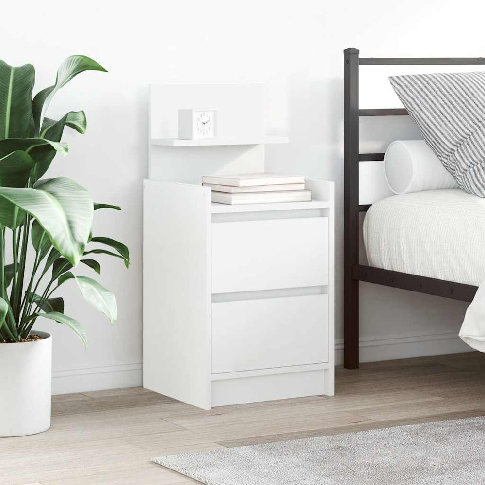 vidaXL Nightstand with 2 Drawers White 38x34x80 cm