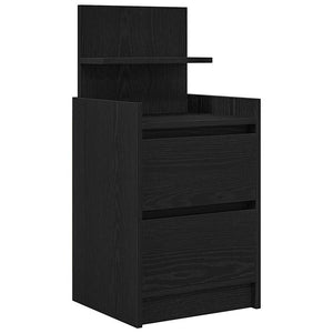 Schwarzer Nachttisch mit 2 Schubladen