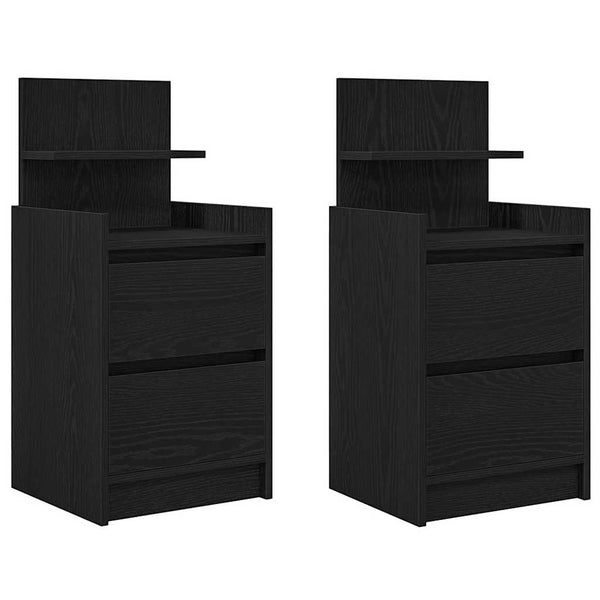 Nachttische Schwarz mit 2 Schubladen, 2er-Set