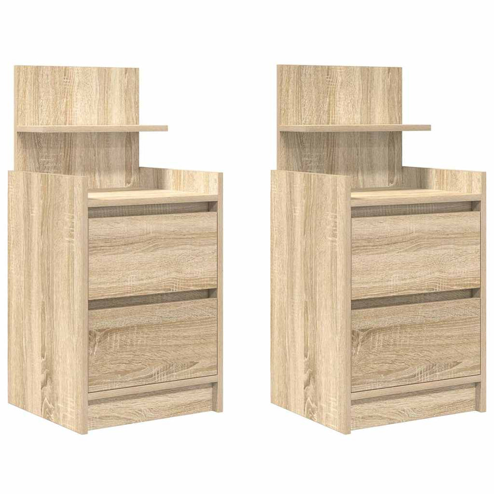 Nachttische Sonoma-Eiche mit 2 Schubladen, 2er-Set